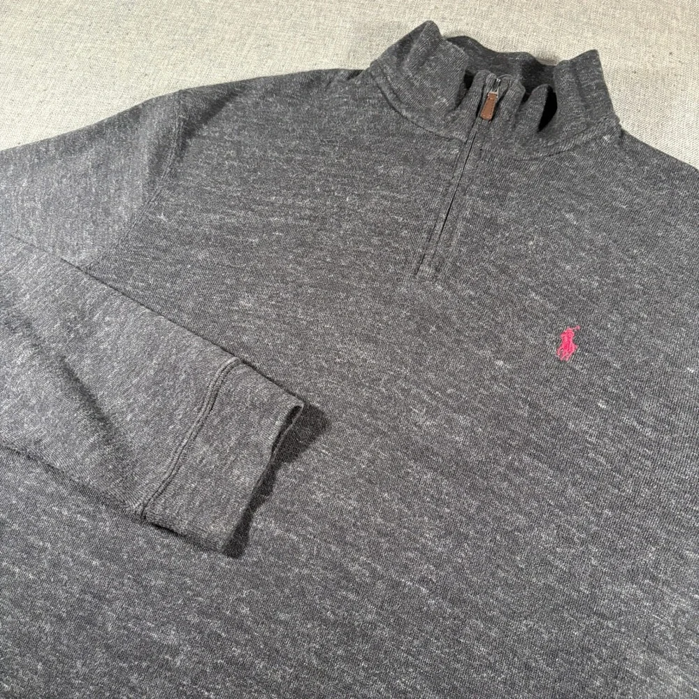 Polo Ralph Lauren Quarter Zip Pullover Mens XL Gray Estate Rib Cotton Sweater